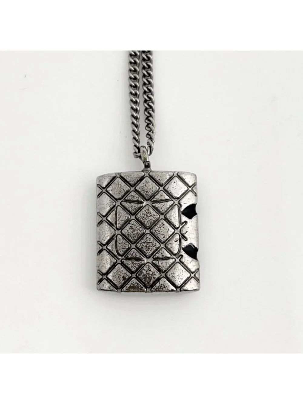 Chanel Cambon Line Necklace CC Logo Silver Plated